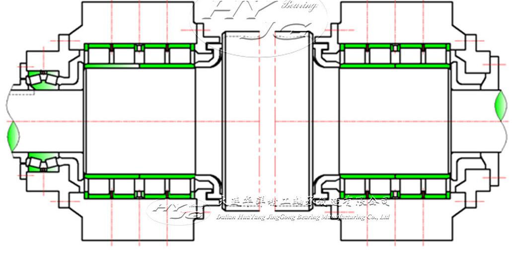 高速四輥冷帶軋機支承輥軸承裝置(雙列圓錐滾子軸承+四列圓柱滾
