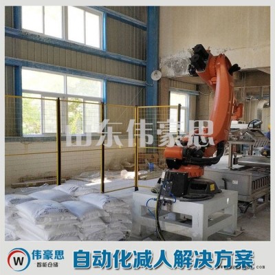 石灰粉全自動碼垛系統 定制袋料機械手碼垛機